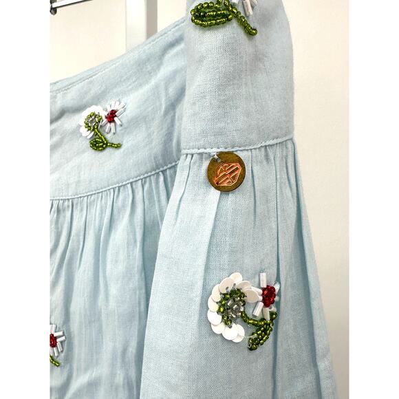 ANTIK BATIK Beata Embellished Gathered‎ Cotton Maxi Skirt Medium - Picture 8 of 13